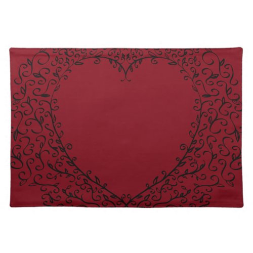 Red and Black Heart Gothic Wedding Placemats
