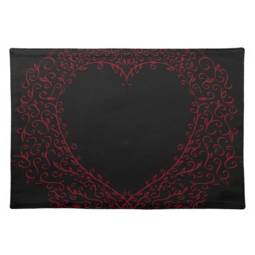 Red and Black Heart Gothic Wedding Placemats