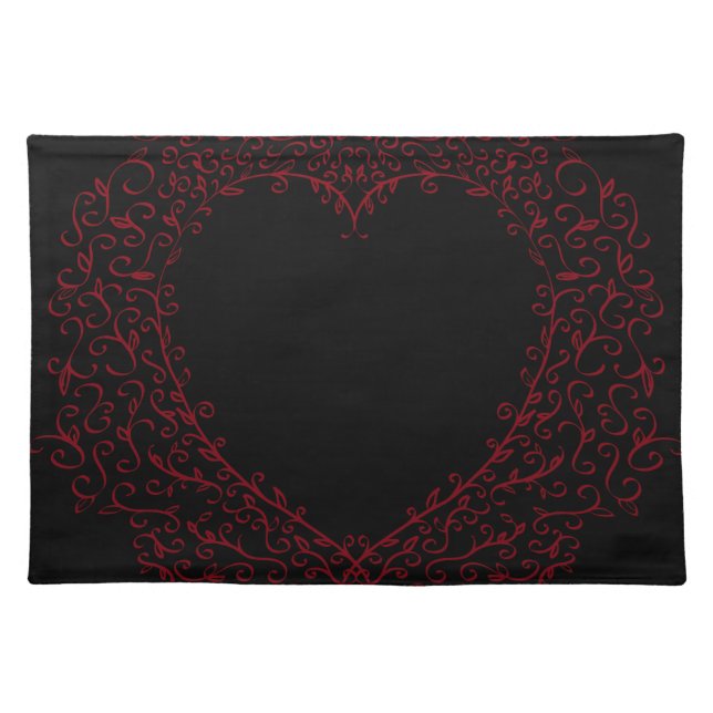Red and Black Heart Gothic Wedding Placemats (Front)