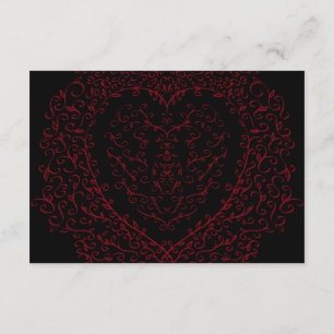 Red and Black Heart Gothic Wedding Reply Card