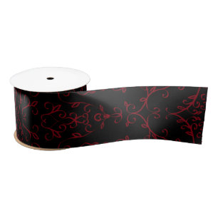 Red and Black Heart Gothic Wedding Ribbon