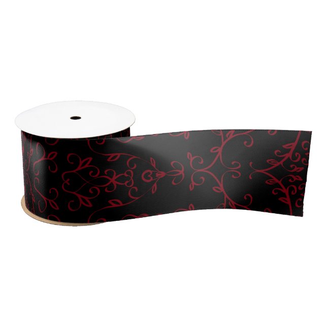 Red and Black Heart Gothic Wedding Ribbon (Spool)