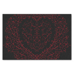 Red and Black Heart Gothic Wedding Tissue Paper