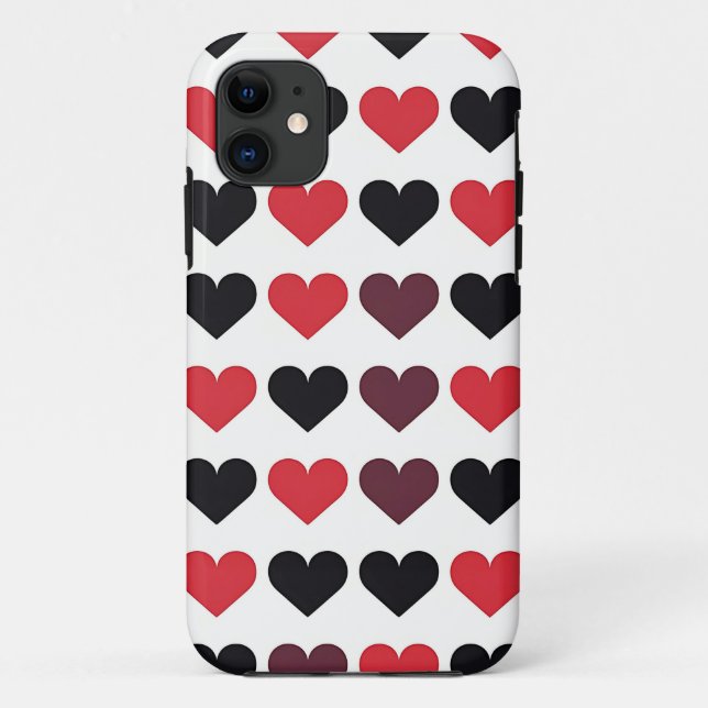 Red and Black Heart Pattern Case-Mate iPhone Case (Back)