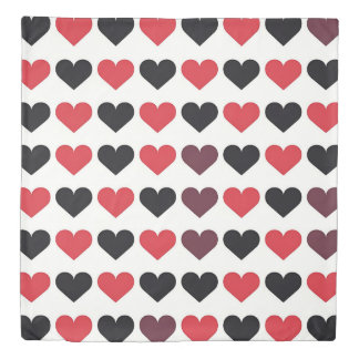 Red and Black Heart Pattern Duvet Cover