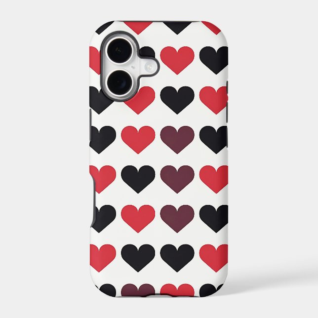 Red and Black Heart Pattern Iphone Case (Back)