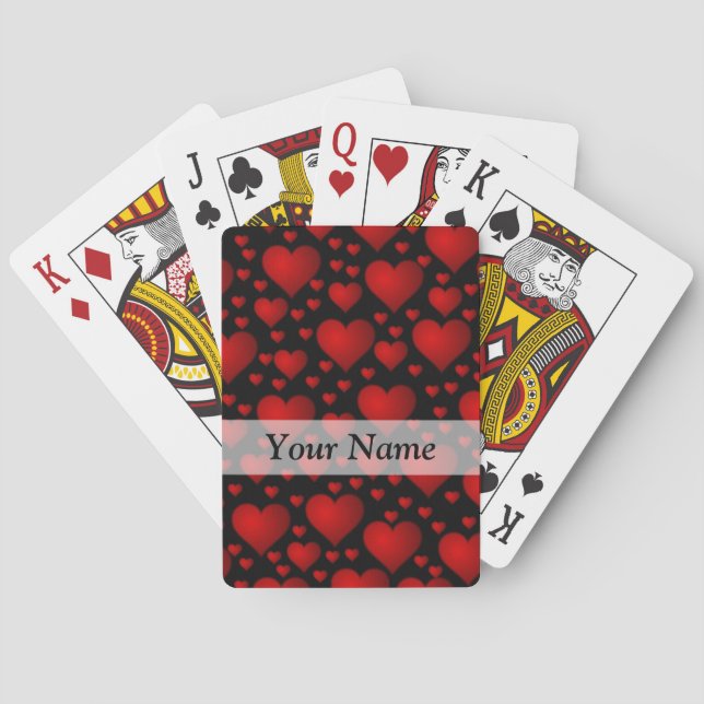 Red and black heart pattern poker cards (Back)