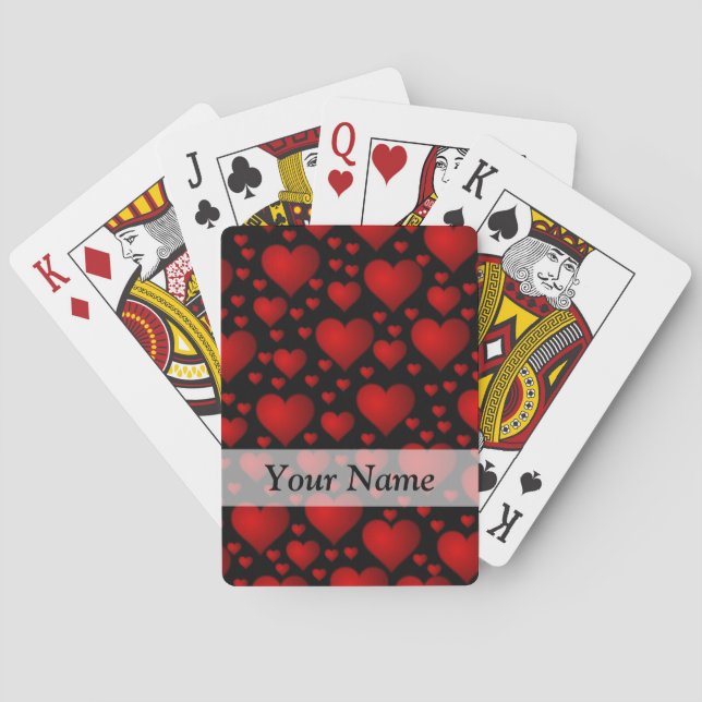 Red and black heart pattern poker cards (Back)