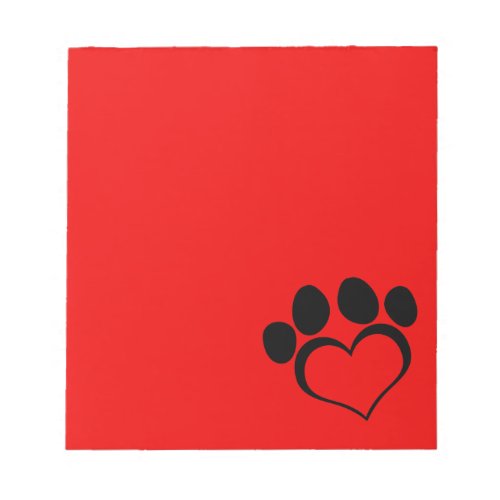 Red and Black Heart Paw Notepad