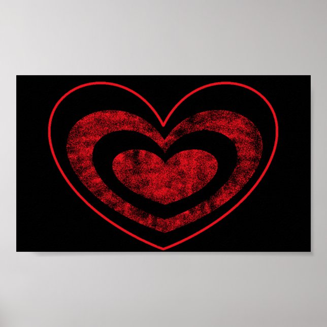 Red and Black Heart Poster Wall Hanging (Front)