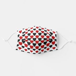 Red and Black Hearts Adult Cloth Face Mask