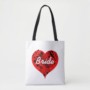 Red And Black Hearts Bride Tote Bag