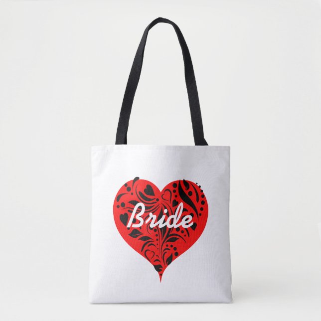 Red And Black Hearts Bride Tote Bag (Front)