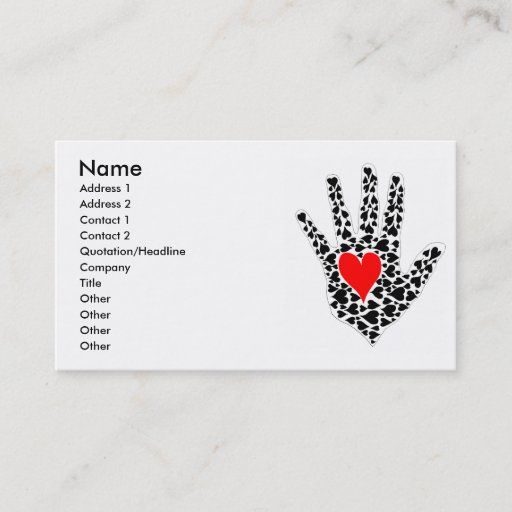 Customizable Red and black hearts hand outline business card template