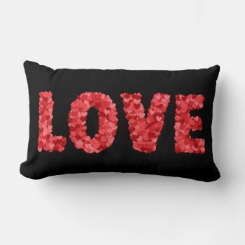 Red And Black Hearts Love Valentine's Day Lumbar Pillow by PrettyPatternsGifts at Zazzle