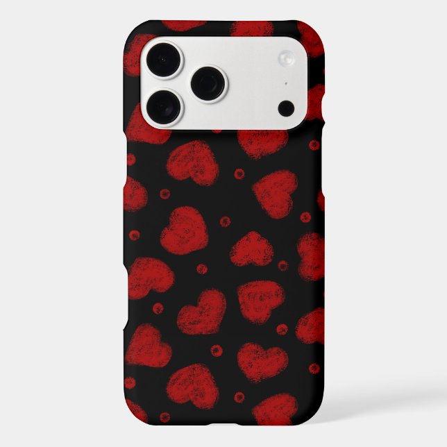 Red and Black Hearts pattern iPhone Case (Back)