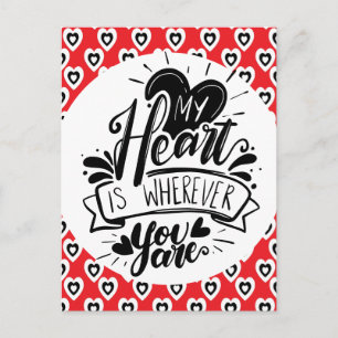 Red and Black Hearts Quote Valentines Day    Postcard
