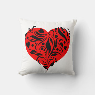 Red And Black Hearts Throw Pillow