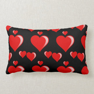 Red and Black Hearts Valentine's Day Pattern Lumbar Pillow