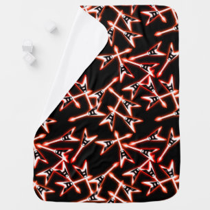 Red and Black Heavy Metal Electric Guitar Pattern Baby Blanket