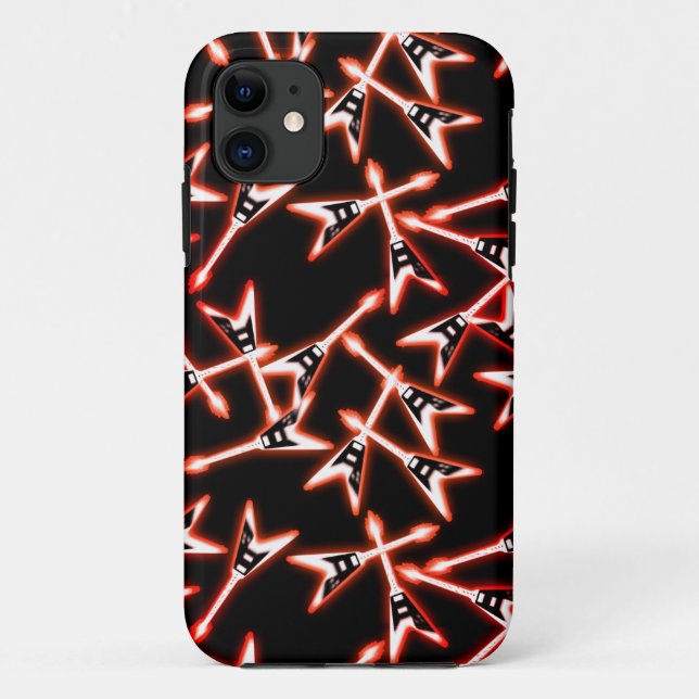 Red and Black Heavy Metal Electric Guitar Pattern Case-Mate iPhone Case (Back)