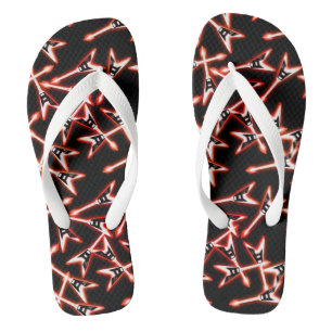 Red and Black Heavy Metal Electric Guitar Pattern Flip Flops