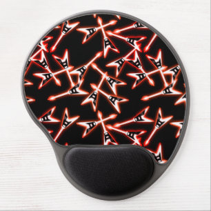 Red and Black Heavy Metal Electric Guitar Pattern Gel Mouse Pad