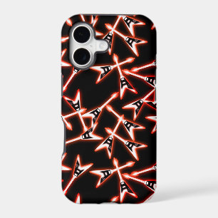 Red and Black Heavy Metal Electric Guitar Pattern iPhone 17 Case