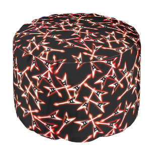 Red and Black Heavy Metal Electric Guitar Pattern Pouf