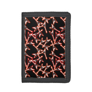 Red and Black Heavy Metal Electric Guitar Pattern Trifold Wallet