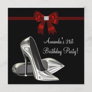 Red and Black High Heels Womans Birthday Invitation