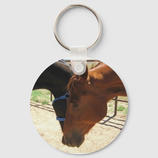 Red and Black Horse Friends Share a Secret Keychain (Front)