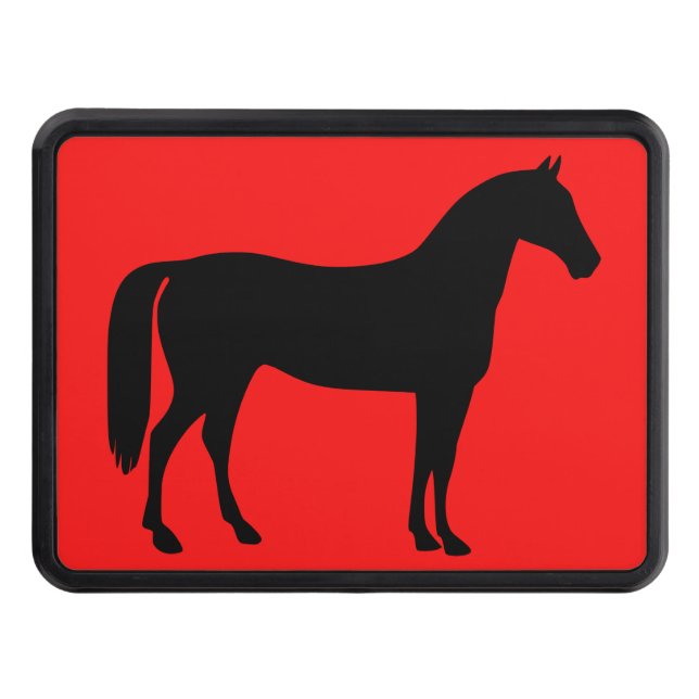 Red and Black Horse Silhouette Hitch Cover (Front)