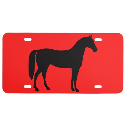 Red and Black Horse Silhouette License Plate
