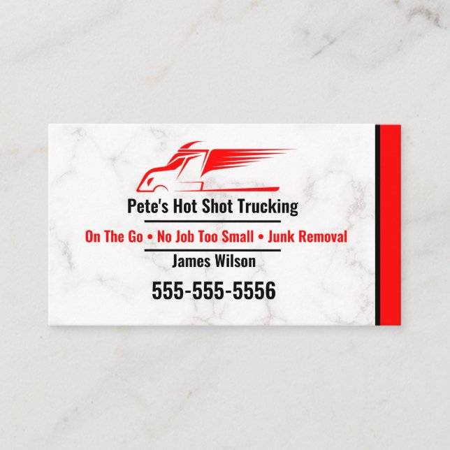 Red and Black Hot Shot Trucking Business Card (Front)