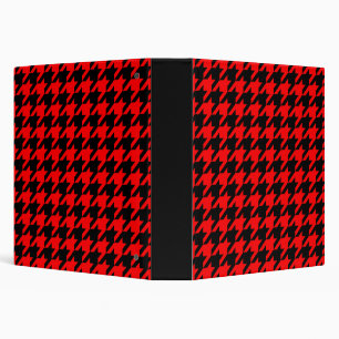 Red and Black Houndstooth Check 3 Ring Binder