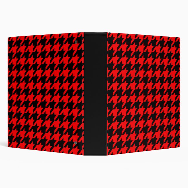 Red and Black Houndstooth Check 3 Ring Binder (Background)