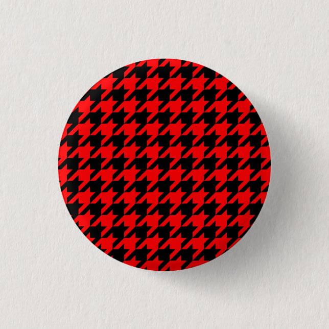 Red and Black Houndstooth Check Button (Front)