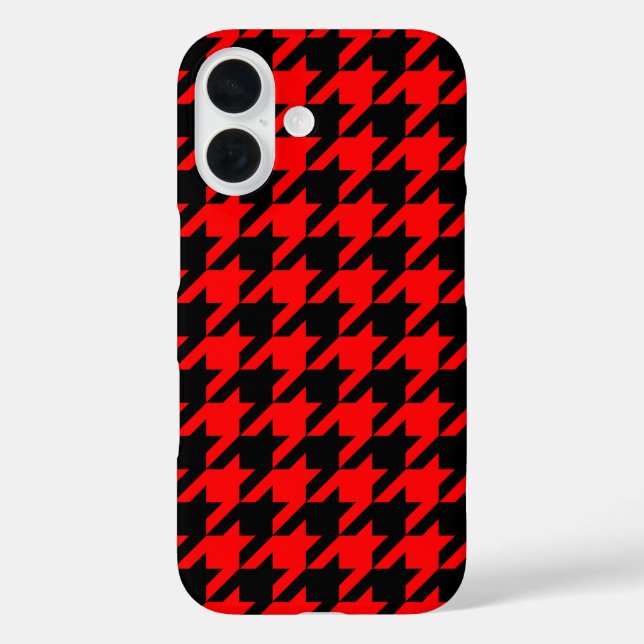 Red and Black Houndstooth Check Case-Mate iPhone Case (Back)