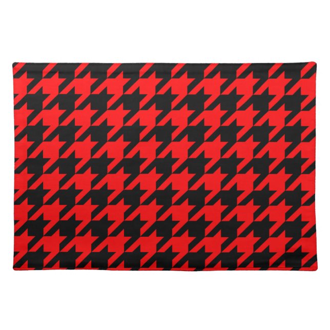 Red and Black Houndstooth Check Cloth Placemat (Front)