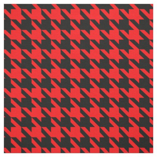 Red and Black Houndstooth Check Fabric