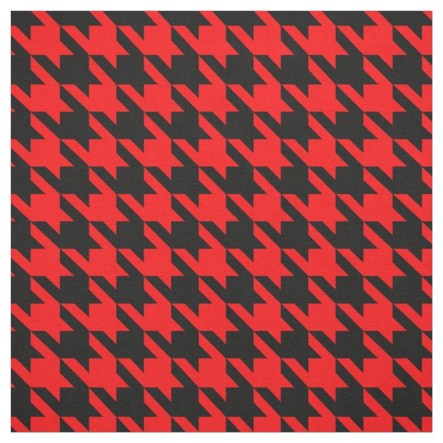 Red and Black Houndstooth Check Fabric