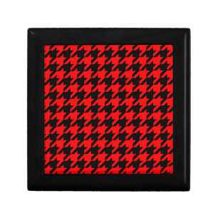 Red and Black Houndstooth Check Gift Box