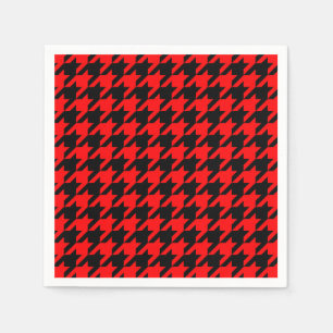 Red and Black Houndstooth Check Napkins