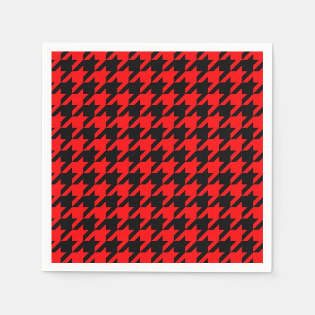 Red and Black Houndstooth Check Napkins (Front)