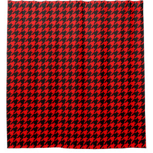 Red and Black Houndstooth Check Shower Curtain