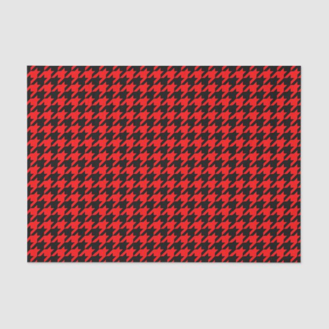 Red and Black Houndstooth Check Tissue Paper (Front)