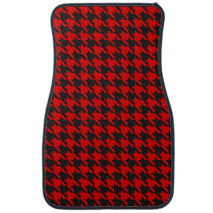 Red And Black Houndstooth Pattern Car Mat
