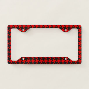 Red And Black Houndstooth Pattern License Plate Frame