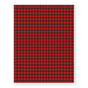 Red And Black Houndstooth Pattern Temporary Tattoos